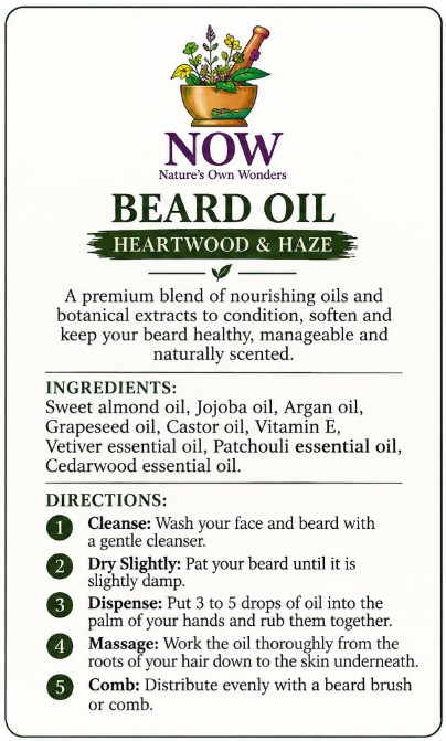Natural Beard Oil for Men | Heartwood & Haze | 50ml